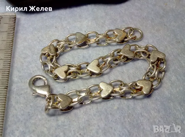 ДЕБЕЛО ПОСРЕБРЕНА АРТ ГРИВНА от БЛАГОРОДНА СТОМАНА РОМАНТИЧНА ВИНТИДЖ ПЛЕТКА със СЪРЧИЦА 49279