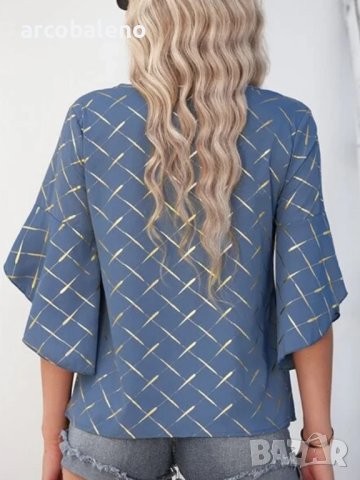 Дамска свободна ежедневна блуза с 3/4 ръкави, 6цвята , снимка 4 - Тениски - 40378400