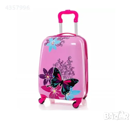 Комплект куфар и раница, За деца, Пеперуди, Розов, снимка 3 - Кенгура и ранички - 48943639