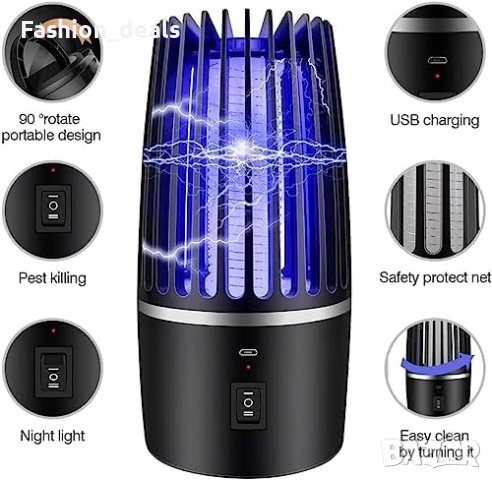 Нова Акумулаторна електрическа Лампа за убиване на комари мухи 2000mAh, снимка 5 - Други стоки за дома - 41921095