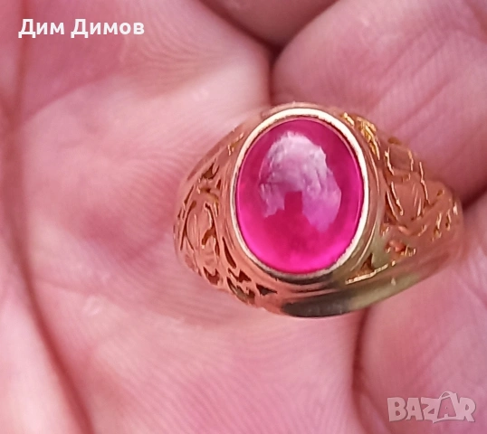 Много стар 21к чисто злато със истински рубин корунд,размер 59., снимка 3 - Други ценни предмети - 53026722