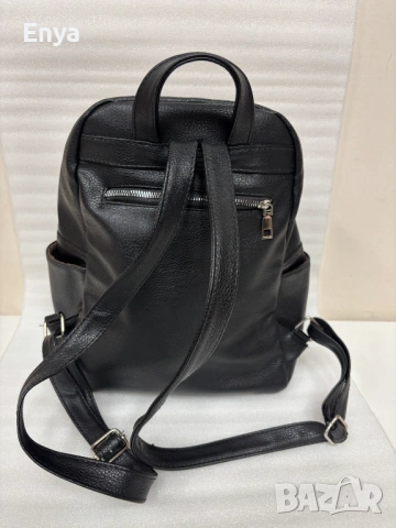 Раница от изкуствена кожа - черна, снимка 2 - Раници - 53573366