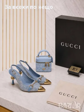 Gucci Дамски Светло Сини Обувки На Ток Гучи Код E149, снимка 4 - Дамски обувки на ток - 55800121