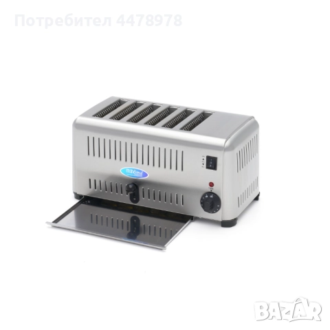 Бързонагряващ професионален тостер с тава за трохи – 6 филийки