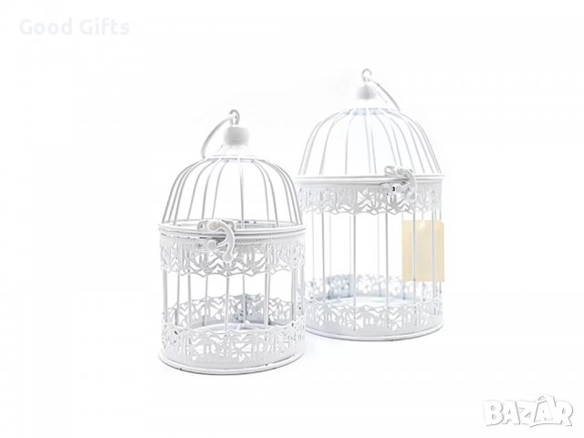 2 броя Метален кафез за декорация LEAF Бял
