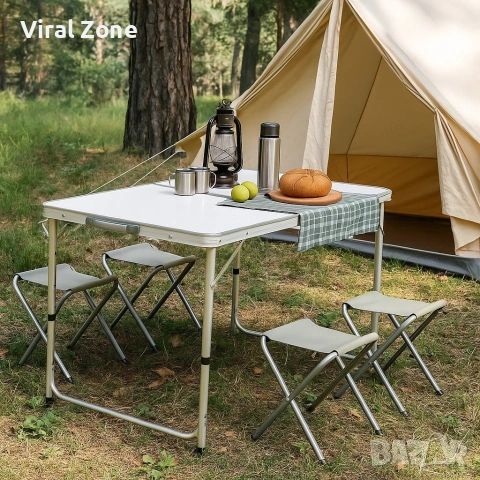 Комплект сгъваема алуминиева маса с 4 стола , снимка 11 - Къмпинг мебели - 53080643