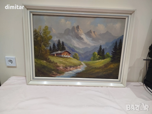 Картина пийзаж върху платно с подпис, снимка 8 - Картини - 51676658