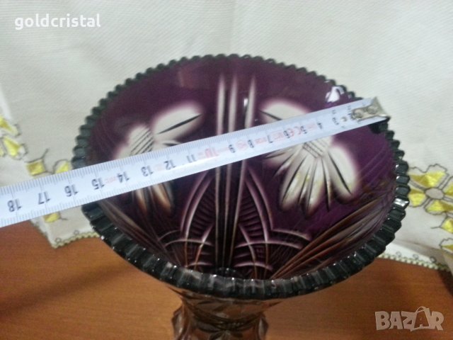 Кристална ваза цветен лилав кристал , снимка 6 - Антикварни и старинни предмети - 41846561
