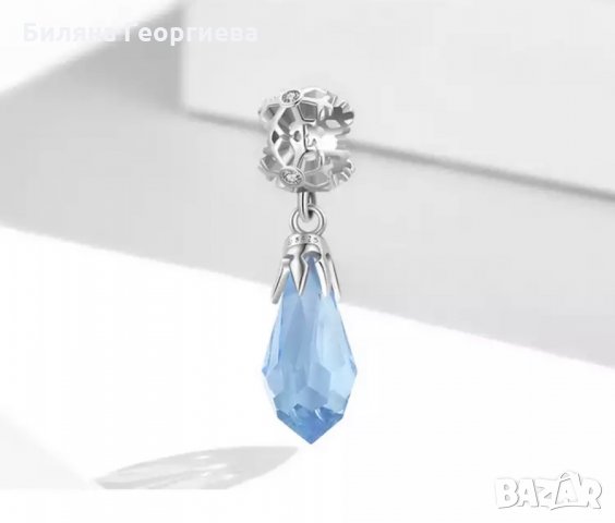 Талисман за гривна Пандора сребро зимна ледена висулка 925 Ice Crystal модел 002, снимка 8 - Гривни - 34478849