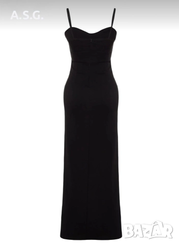 Елегантна дълга черна рокля, снимка 2 - Рокли - 52683309