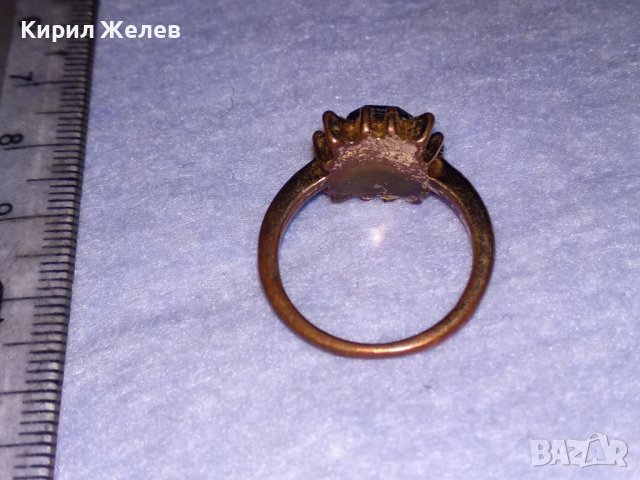 СТАР КРАСИВ МЕДЕН АРТ ДЕКО ПРЪСТЕН с ИСКРЯЩИ ФАСЕТИРАНИ КРИСТАЛИ 38657, снимка 5 - Пръстени - 41622840