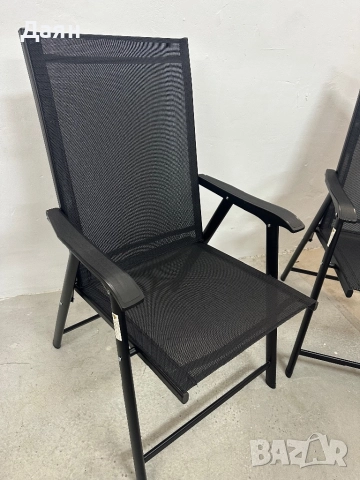 Комплект от 2 градински сгъваеми стола Yaheetech със стоманена рамка  , снимка 4 - Градински мебели, декорация  - 51986042