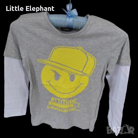 Блузка с дълъг ръкав за 6-7 год момченце емоджи"Be sure,attitude down loading",Англия/нова