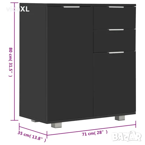 vidaXL Бюфет, сиво със силен гланц, 71x35x80 см, инженерно дърво, снимка 9 - Бюфети - 56146556