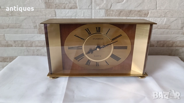 Бронзов каминен часовник - Dugena - Антика - 1970"