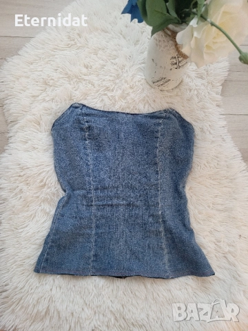 Дънково бюстие H&M, снимка 2 - Корсети, бюстиета, топове - 51582806