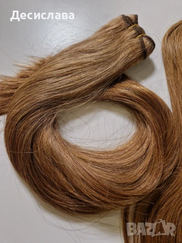 Естествена лукс кафява коса, много гъста с плътни крайща! Подходяща за трайно поставяне!, снимка 2 - Аксесоари за коса - 50992541