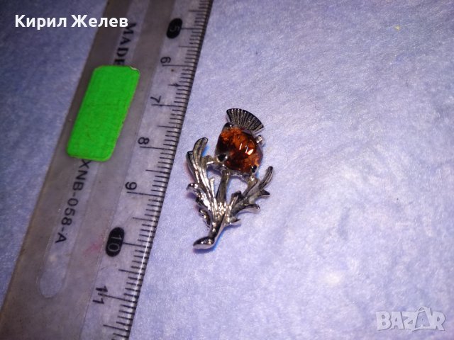 НЕЖНА ФЛОРАЛНА РЕТРО АРТ СКЪПОЦЕННА СРЕБРИСТА БРОШКА БЛАГОРОДНА СТОМАНА с ФАСЕТИРАН ТОПАЗ 38631, снимка 10 - Други - 41622930