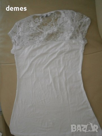Дамска бяла тениска  с дантела Lily Doll, размер S, снимка 8 - Тениски - 41067819