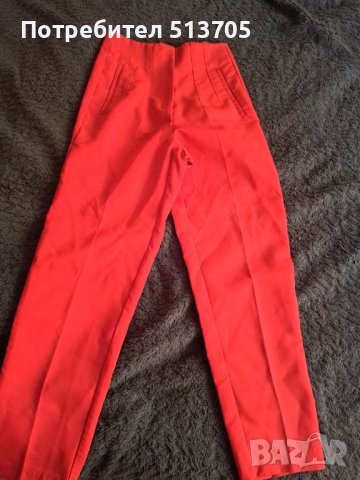 Червен дамски панталон с висока талия, снимка 1 - Панталони - 41527812