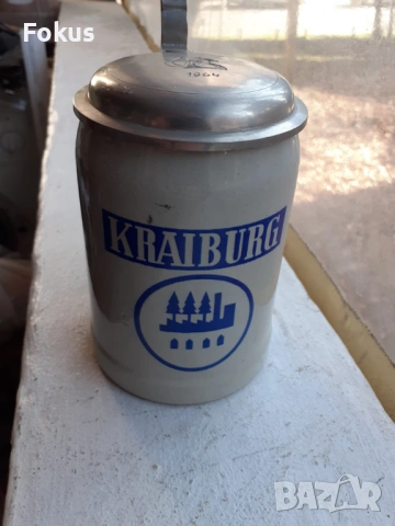 Стара немска колекционерска халба с капак керамика 1964г