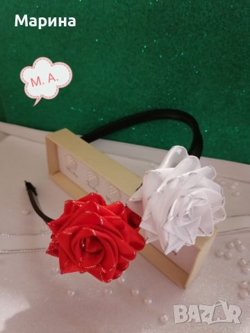 Аксесоари за коса ''Бяла и червена роза'', снимка 3 - Аксесоари за коса - 44457894