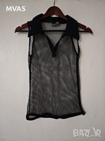 Нов дамски черен мрежест потник S размер 