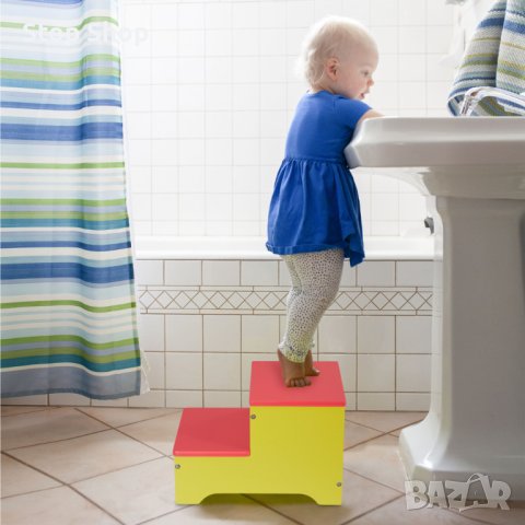 Цветна детска табуретка стълба дървена , снимка 1 - Мебели за детската стая - 41802413