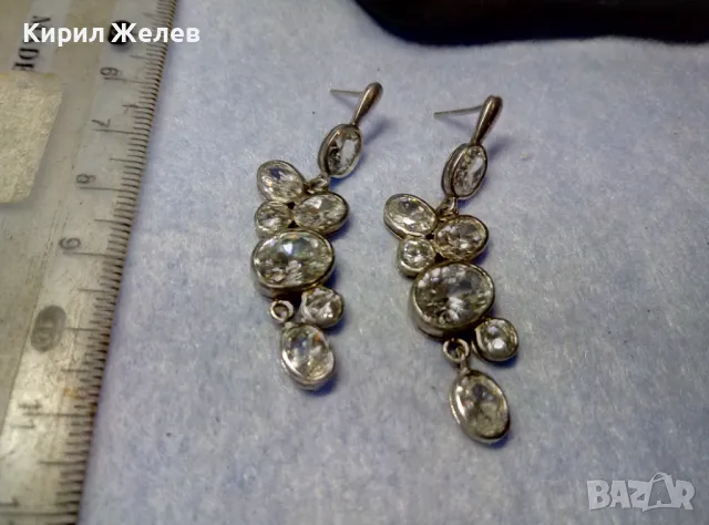 СКЪПОЦЕННИ СРЕБЪРНИ ОБЕЦИ РОДИРАНО СРЕБРО 925 с ЮВЕЛИРНО ФАСЕТИРАН МОЙСАНИТ ЧАСТ от КОМПЛЕКТ 38702, снимка 14 - Обеци - 50335953