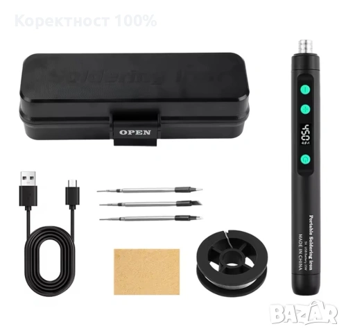 акумулаторен поялник с електронно регулиране на температурата до 450 градуса, снимка 2 - Винтоверти - 53836373