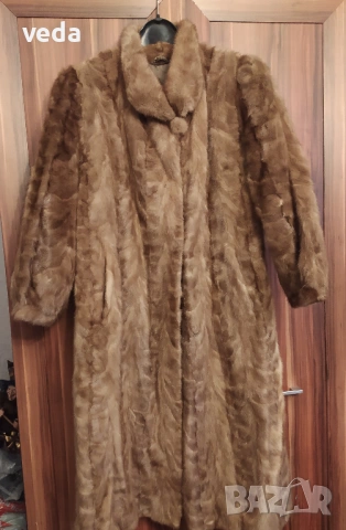 Дълго луксозно кожено палто от норка размер М/L