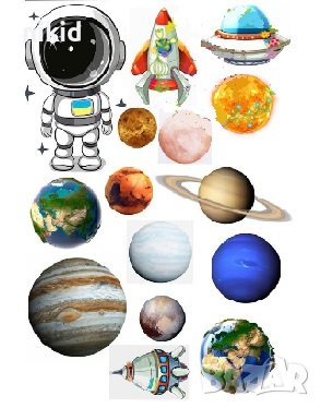 Космос ракети ракета ядливи ядивни фонданова хартия фондан украса торта мъфини топери принт