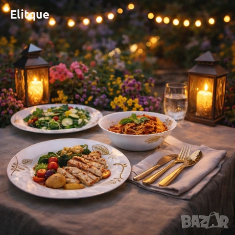 Стил и изтънченост за всяка трапеза - Комплект чинии 24 части с елегантен листен дизайн