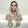 Парти хелоуин сребристо руса перука с тъмни корени на път, снимка 1