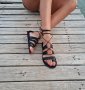 Гладиаторски черни сандали с връзки, снимка 1 - Сандали - 40955362