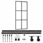 vidaXL Плъзгаща се врата с механизъм, ESG стъкло и алуминий, 90x205 см, снимка 1