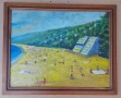 Стара картина морски пейзаж  ,масло върху картон., снимка 2