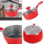 Касерола с капак Voltz, 18см. / 1.6л., Мраморно покритие, Индукция, Червен, снимка 1