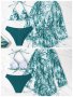 Дамски бански костюм с висока талия от три части с тропически принт, 3цвята , снимка 7