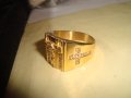 ПОЗЛАТЕН КРЪСТООБРАЗЕН ПРЪСТЕН с ЦИРКОНИ НОВ БЛАГОРОДНА НЕРЪЖДАЕМА СТОМАНА МНОГО КРАСИВ 25021, снимка 7