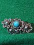 СТАРИНЕН ФЛОРАЛЕН ТЮРКОАЗЕН РЕТРО АР НУВО МЕЛХИОРЕН ПРЪСТЕН МАЙСТОРСКА ИЗРАБОТКА 24475, снимка 3