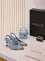 Gucci Дамски Светло Сини Обувки На Ток Гучи Код E149, снимка 4