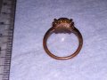 СТАР КРАСИВ МЕДЕН АРТ ДЕКО ПРЪСТЕН с ИСКРЯЩИ ФАСЕТИРАНИ КРИСТАЛИ 38657, снимка 5