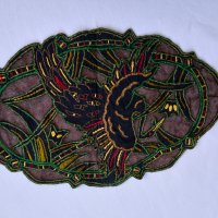 Стара покривка ръчна бродерия златна сьрма , снимка 10 - Антикварни и старинни предмети - 41039640