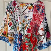 Дълга нова памук памучна елегантна ежедневна рокля тип кимоно широк ръкав флорален принт цветя , снимка 8 - Рокли - 41659723