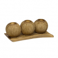 Декоративен комплект от златни топки за чаени свещи, снимка 2 - Декорация за дома - 36140965
