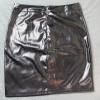 EillyBazar S черна кожена пола с ципове, снимка 2 - Поли - 44446665