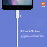 XIAOMI Mi 2in1 кабел USB (А) - micro USB / Type C, 100см - SJV4082TY, снимка 5 - USB кабели - 41364095