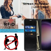 MONASAY Wallet Кожен калъф-портфейл за Samsung Galaxy S24+Plus 5G, 6,7 инча, черен, снимка 2 - Калъфи, кейсове - 44200584