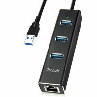 Хъб Techole с 3 USB 3.0 порта и Gbit LAN RJ45, алуминиев, снимка 1 - Мрежови адаптери - 34830319